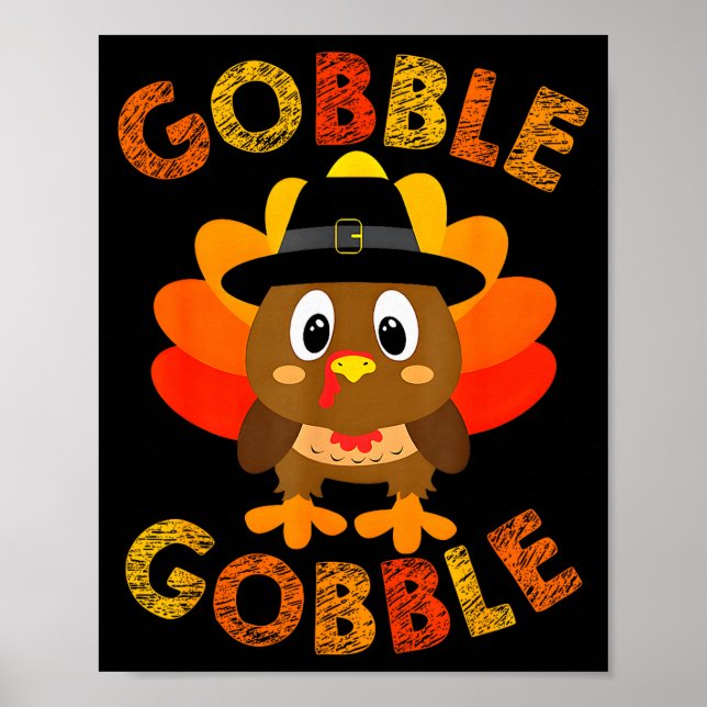 Affiche Cute Gobble Gobble Turkey Lgrim Little Boys Thanks (Devant)