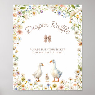 Affiche Cute Goose Fleur sauvage Baby shower Déchets Raffi