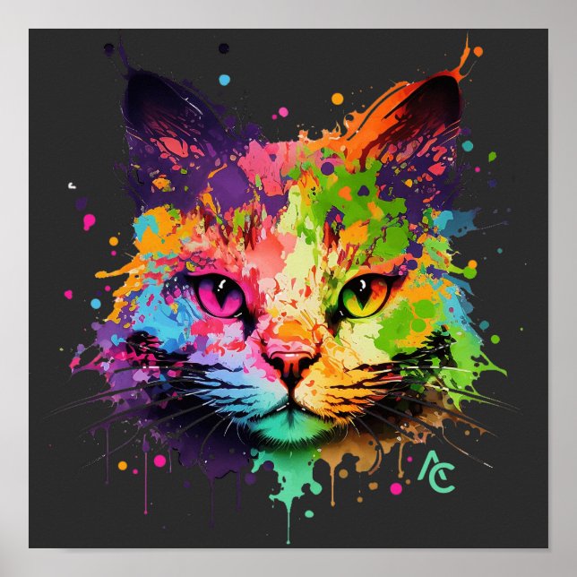 Affiche Cute Graffiti Neon Enk Splash Chat (Devant)
