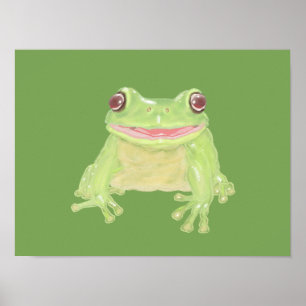 Affiche Cute Green Tree Frog - transparent.