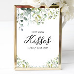 Affiche Cute Greenery Watercolor How Many Kisses Sign<br><div class="desc">Cute Greenery Watercolor How Many Kisses Sign</div>