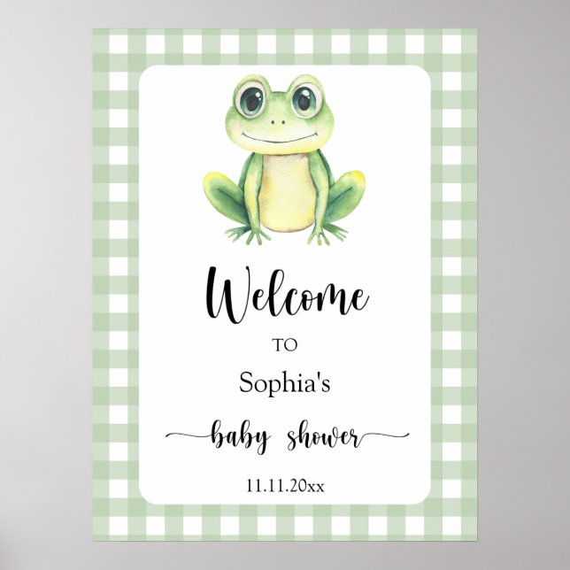 Affiche Cute grenouille - baby shower de bienvenue (Devant)