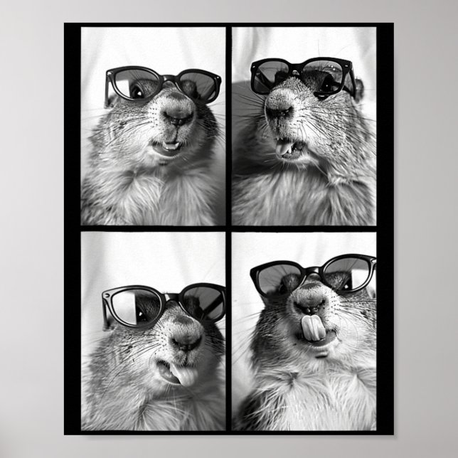 Affiche Cute Groundhogs Sungles Cool Forest Animal Photo B (Devant)