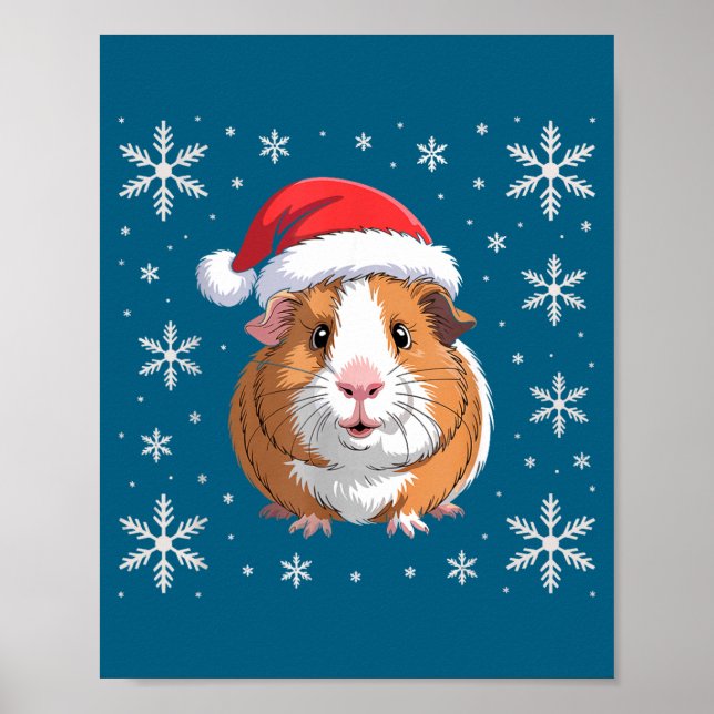 Affiche Cute Guinea G Wearing Santa Hat Christmas  (Devant)