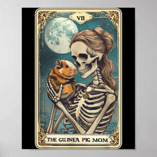 Affiche Cute guinea pig skeleton mom tarot card owner petC