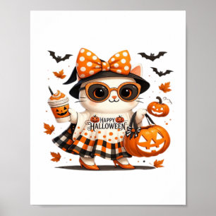 Affiche Cute Halloween Chat - Kawaii Witch Kitty avec Pump