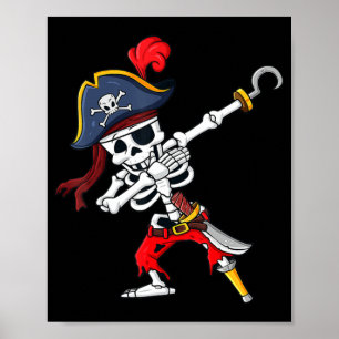 Affiche Cute Halloween Dabbing Pirate Skeleton Fun 