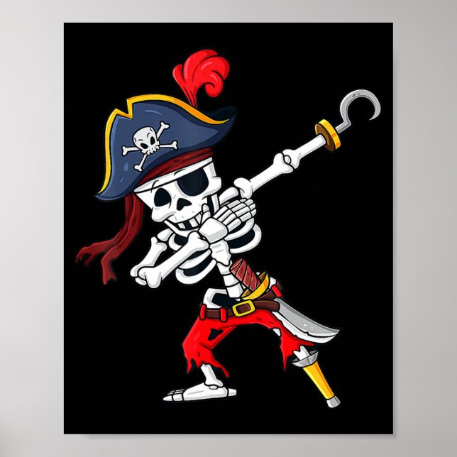 Affiche Cute Halloween Dabbing Pirate Skeleton Fun  (Devant)