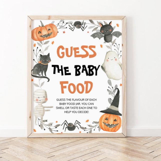 Affiche Cute Halloween Devine Le Baby shower Nourriture Bé (Créateur téléchargé)