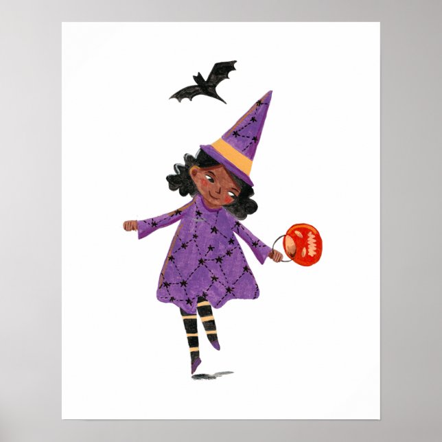 Affiche Cute Halloween enfants costume tour et traiter par (Devant)