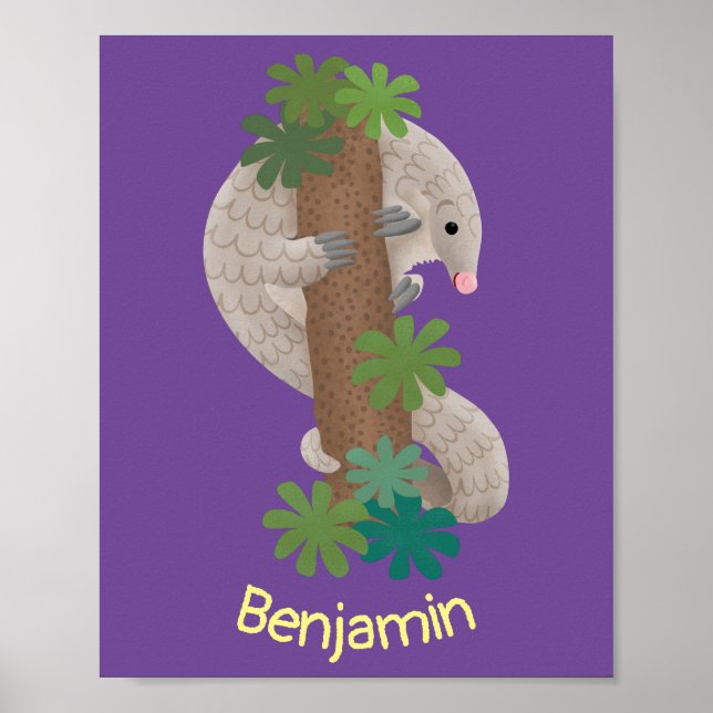 Affiche Cute happy pangolin anteater illustration (Devant)