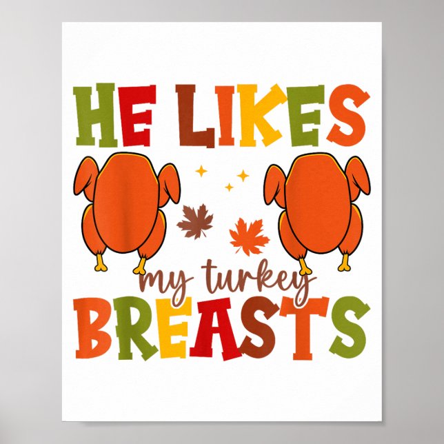 Affiche Cute He Likes My Turkey Breasts Couple Matching Th (Devant)