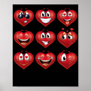 Affiche Cute Heart Emojis Gift Valentines Day Emoji