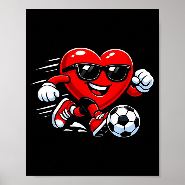 Affiche Cute Heart Playing Soccer Valentines Day Soccer Bo (Devant)