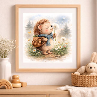 Affiche Cute Hedgehog And Dandellion Kids
