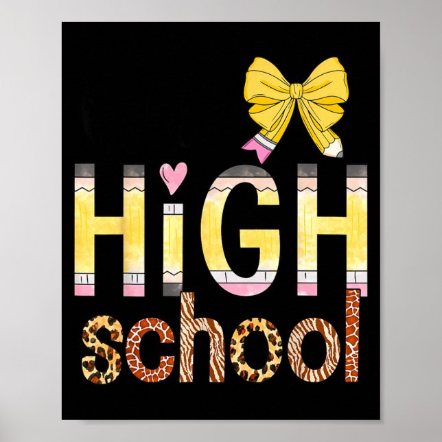 Affiche Cute Hello High School Animal Print Teacher Back T (Devant)