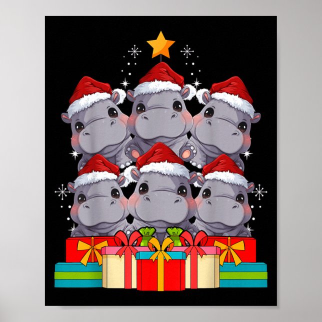Affiche Cute Hip Le Hiptamus Christmas Tree Xmas Hat  (Devant)