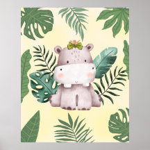 Cute Hippopotamus Jungle Safari Décor Nursery