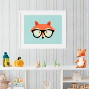 Affiche Cute Hipster Red Fox