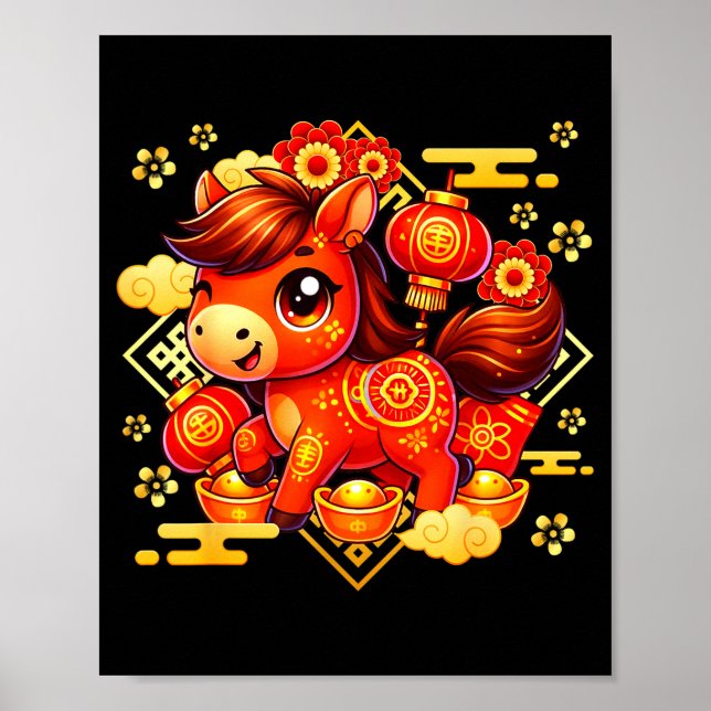 Affiche Cute Horse Lunar Chinese New Year 2026 Men Women K (Devant)