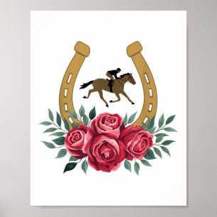 Affiche Cute Horse Racing Rose Ky 151st Derby Horse Party