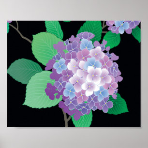 Affiche Cute Hydrangea japonais Floral Art