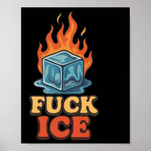 Affiche Cute Ice Cube Sur Le Feu Manifestation De Glace Dé