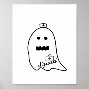 Affiche Cute infirmière fantôme Halloween à la main à l'hô