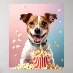 Affiche Cute Jack Russell Terrier Avec Popcorn