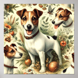 Affiche Cute Jack Russell Terrier Vintage