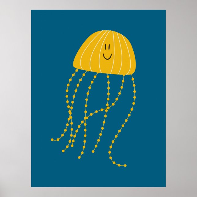 Affiche Cute Jellyfish – Fun Minimalist Ocean (Devant)