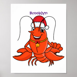 Affiche Cute joyeux homard portant le dessin du casquette