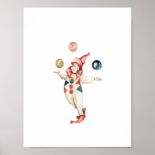 Affiche Cute Juggling Circus Clown Carnival Nursery