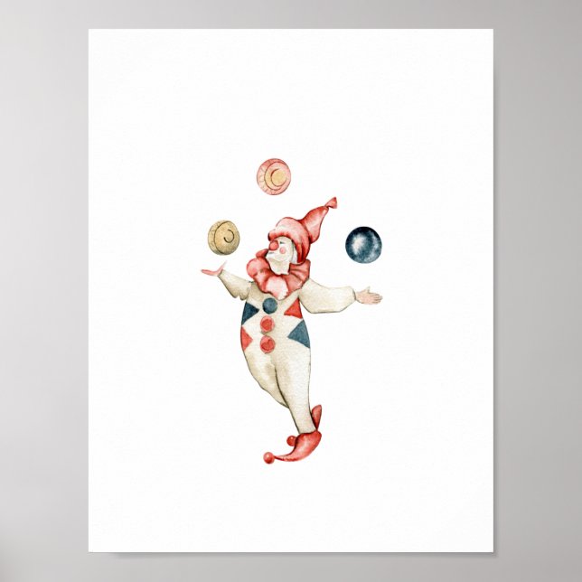 Affiche Cute Juggling Circus Clown Carnival Nursery (Devant)