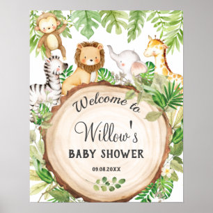 Affiche Cute Jungle Animaux Anniversaire Baby shower Bienv