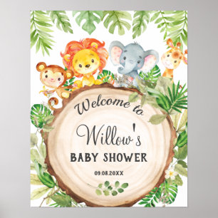 Affiche Cute Jungle Animaux Anniversaire Baby shower Bienv