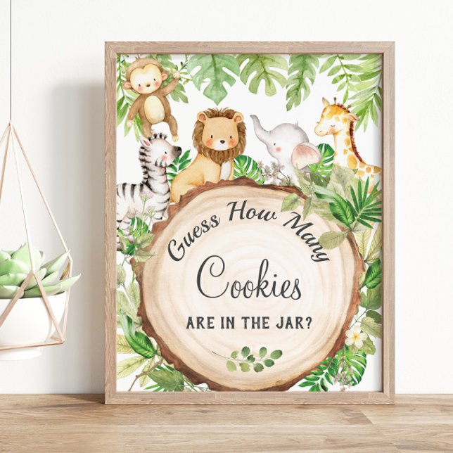 Affiche Cute Jungle Animaux Devinez Combien De Cookies Jeu (Créateur téléchargé)