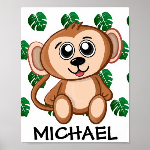 Affiche Cute Jungle Safari Singe Animaux