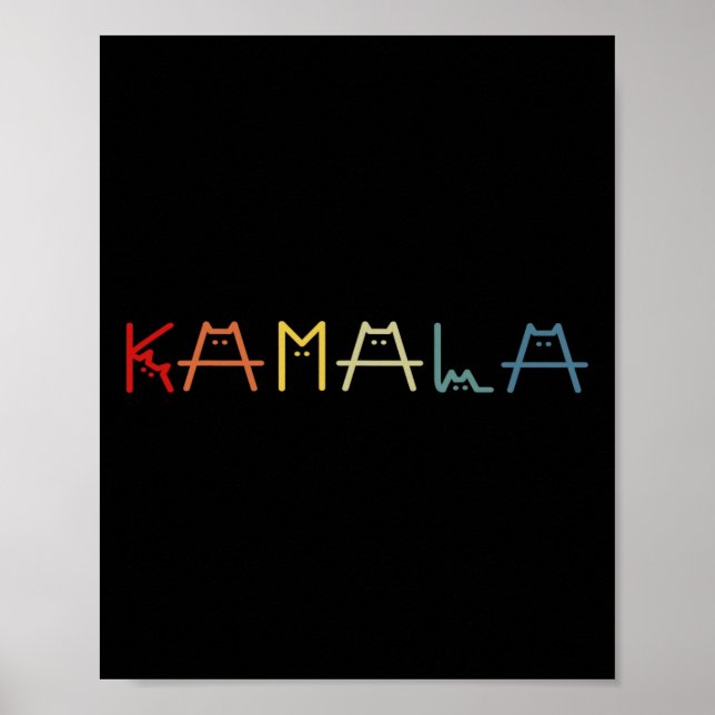 Affiche Cute Kamala Harris Chat Vintage Lettres positives (Devant)