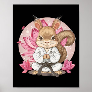 Affiche Cute Karate Écureuil Lotus Flower Kung Fu Mixed ma