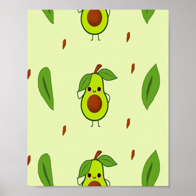 Affiche Cute kawaii avocado (Devant)