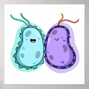 Affiche Cute Kawaii Bacteria