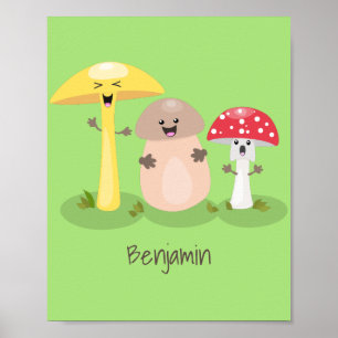 Affiche Cute kawaii champignon champignon toadstool