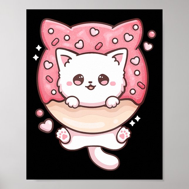 Affiche Cute Kawaii Chats Donut Anime Lover Otaku Fun Chat (Devant)