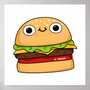 Affiche Cute Kawaii Cheeseburger