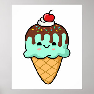 Affiche Cute Kawaii Cone de crème glacée