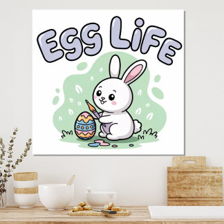 Affiche Cute Kawaii Easter Egg Life Bunny Illustration