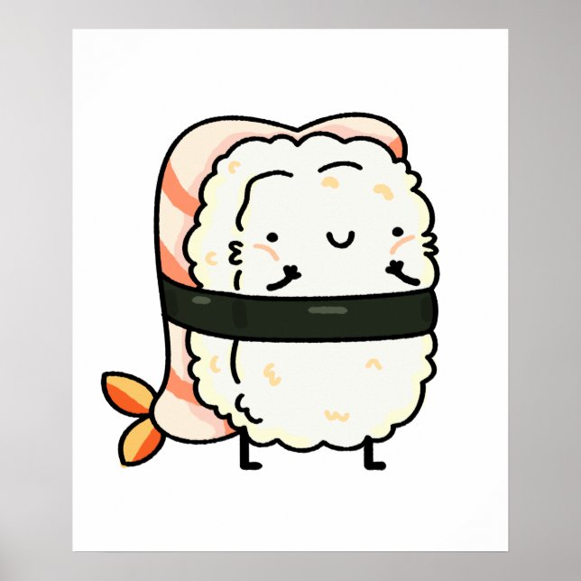 Affiche Cute Kawaii Ebi Prawn Sushi (Devant)
