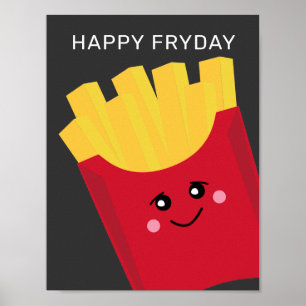 Affiche Cute Kawaii French Fries - Joyeux Vendredi