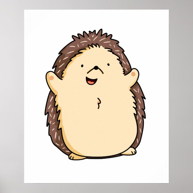 Affiche Cute Kawaii Hedgehog (Devant)